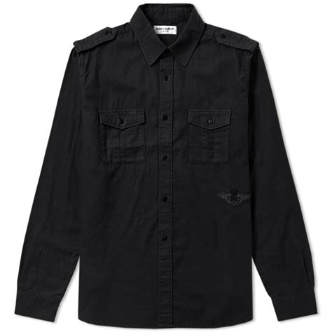 Saint Laurent Military Patch Overshirt Black 